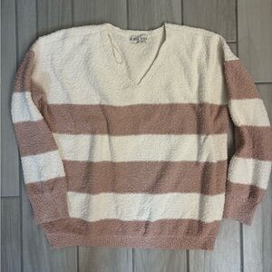 Women's Striped Sweater - Cream and Mauve